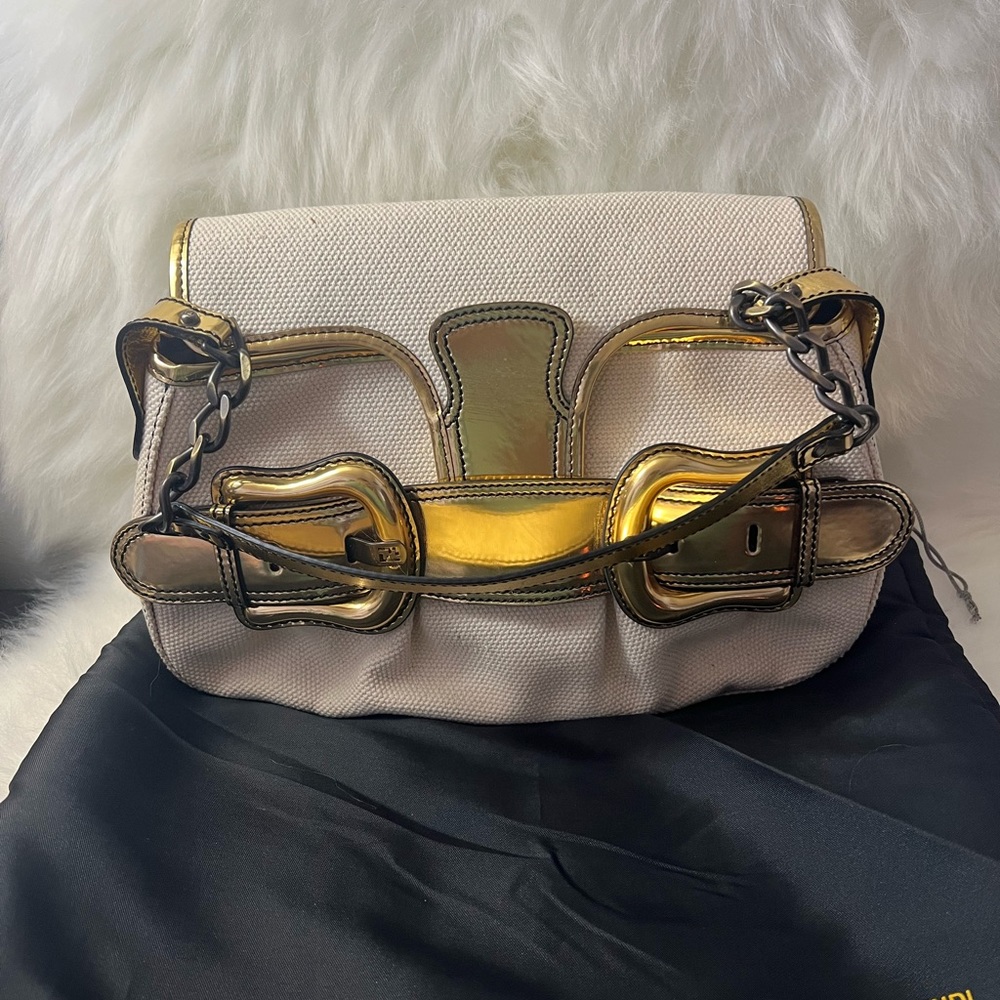 Fendi White Canvas B. Bag Golden💛 - Picture 12 of 15